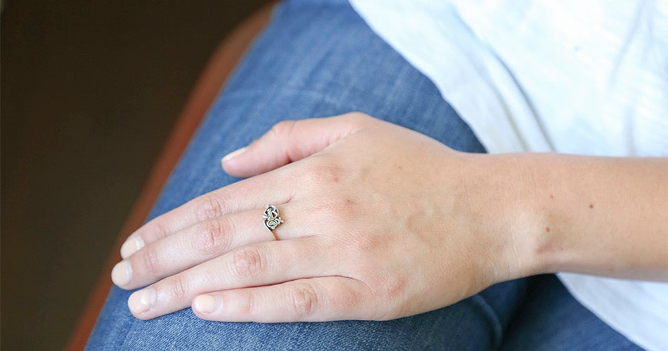 Key and Heart Cross Ring